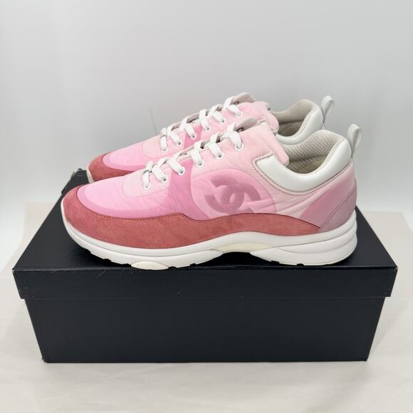 Chanel Pink Suede Calfskin & Nylon Sneakers G37137 Y55131 SIZE 46 US 13 MENS main image 16